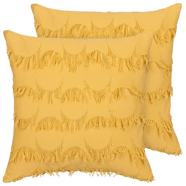 Set med 2 AGASTACHE prydnadskuddar 45 x 45 cm Gula Geometriska mönster Lumarko!