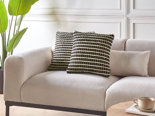 Set med 2 prydnadskuddar YONCALI bomull 45 x 45 cm svartrutiga Lumarko!