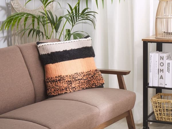 Sæt med 2 MIHALGAZI pyntepuder bomuld 45 x 45 cm farverige striber Lumarko!