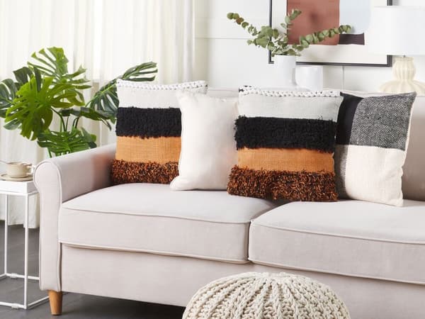 Sæt med 2 MIHALGAZI pyntepuder bomuld 45 x 45 cm farverige striber Lumarko!