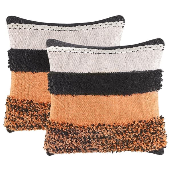Sæt med 2 MIHALGAZI pyntepuder bomuld 45 x 45 cm farverige striber Lumarko!