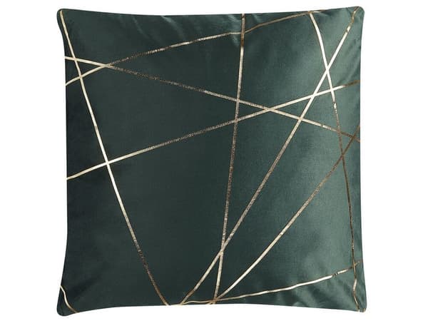 Sæt med 2 pyntepuder PINUS fløjl 45 x 45 cm mørkegrøn geometrisk mønster Lumarko!