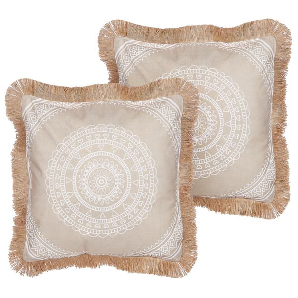 Sæt med 2 AGRIMONY pyntepuder 45 x 45 cm Beige orientalsk mønster Lumarko!
