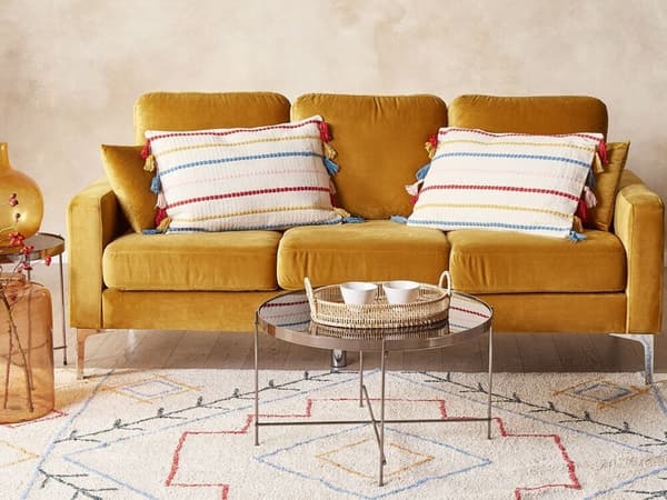 AGAVE Bomullsdekorationskudde 40 x 60 cm Ljusbeige Randig Lumarko!