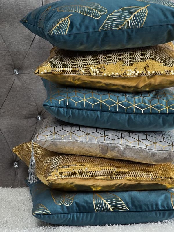 Set med 2 FREESIA sammetsprydnader 45 x 45 cm Azurfärgade växter Lumarko!