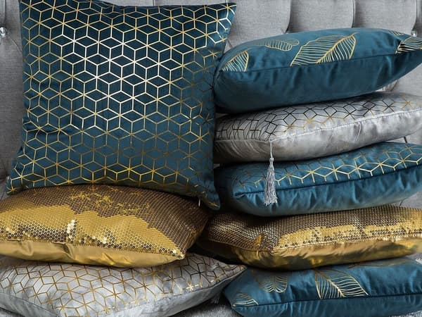 Set med 2 FREESIA sammetsprydnader 45 x 45 cm Azurfärgade växter Lumarko!
