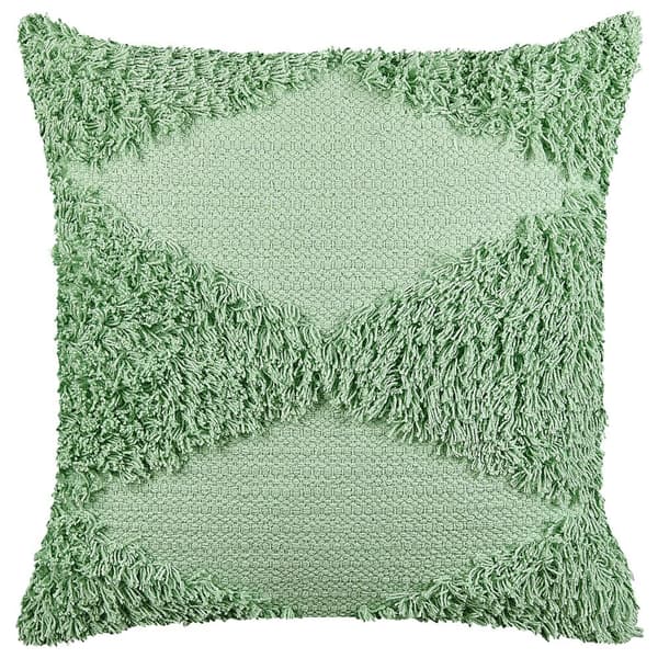 Prydnadskudde RHOEO Bomull 45 x 45 cm Ljusgrön Geometriskt mönster Lumarko!