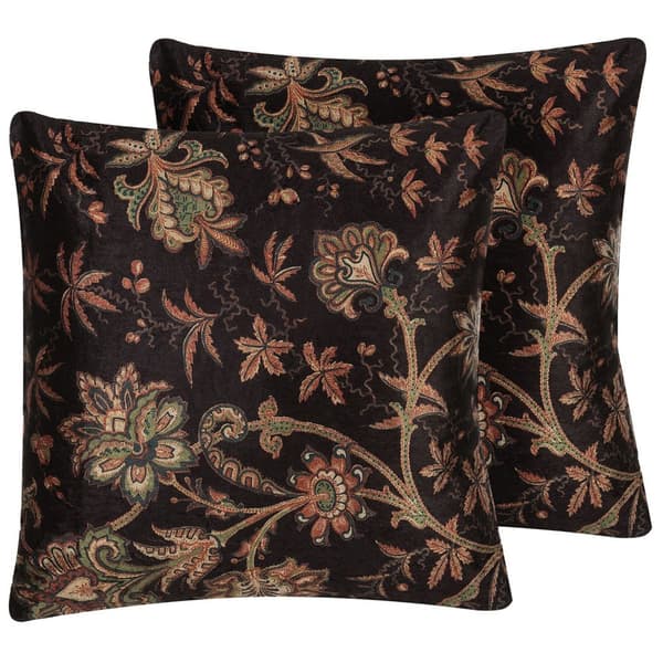 Set med 2 KARUR prydnadskuddar 45 x 45 cm Bruna blommönster Lumarko!