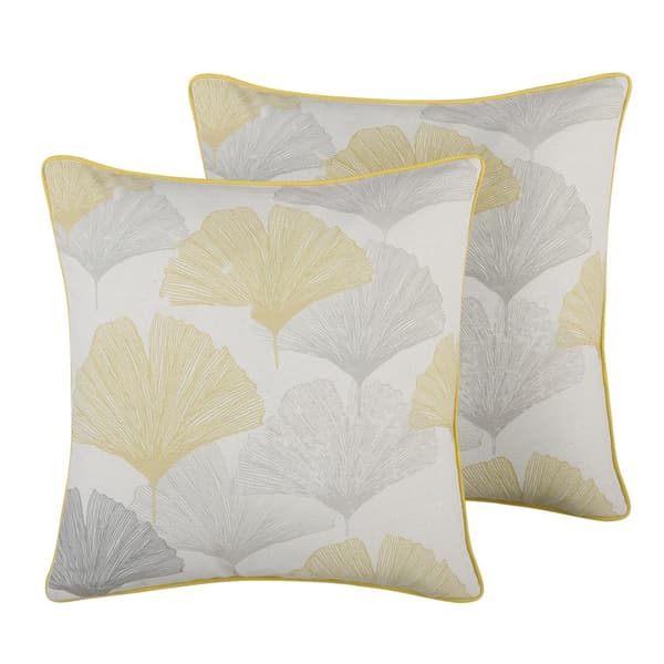 Set med 2 CANDYTUFT prydnadskuddar 45 x 45 cm Gult växtmönster Lumarko!
