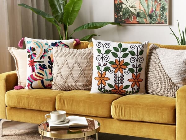 Dekorativ kudde VELLORE bomull 50 x 50 cm färgglatt blommönster Lumarko!