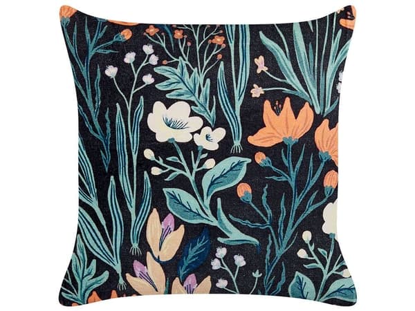Sæt med 2 OSMUNDA fløjlspuder 45 x 45 cm Sort blomstermønster Lumarko!