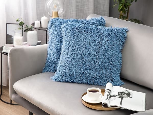 Set med 2 CIDE prydnadskuddar 45 x 45 cm Blå Enfärgade Lumarko!