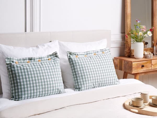 Sæt med 2 pyntepuder TALYA 40 x 60 cm Mint Checked Lumarko!