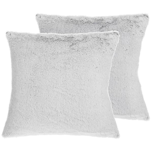 Set med 2 prydnadskuddar CLEMATIS Fuskpäls 45 x 45 cm Ljusgrå Enfärgad Lumarko!