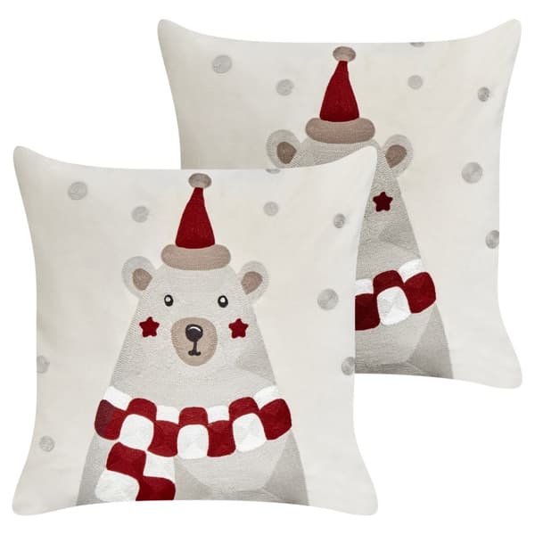 Set med 2 JELLIES sammetsprydnader 45 x 45 cm Offwhite julmönster Lumarko!