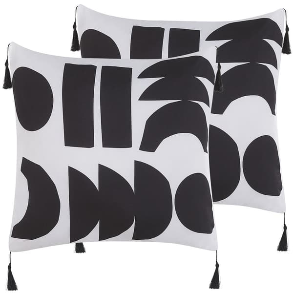 Sæt med 2 LIRIOPE pyntepuder 45 x 45 cm Sort/hvid Geometrisk mønster Lumarko!