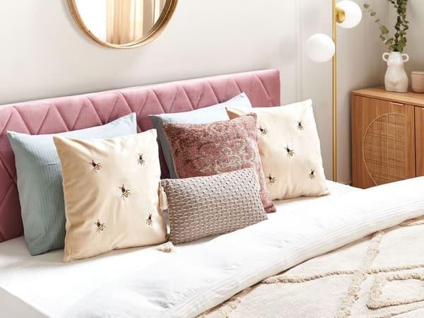 Set med 2 prydnadskuddar TALINUM Sammet 45 x 45 cm Beige Djurmönster Lumarko!