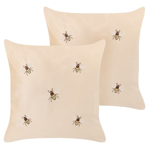 Set med 2 prydnadskuddar TALINUM Sammet 45 x 45 cm Beige Djurmönster Lumarko!