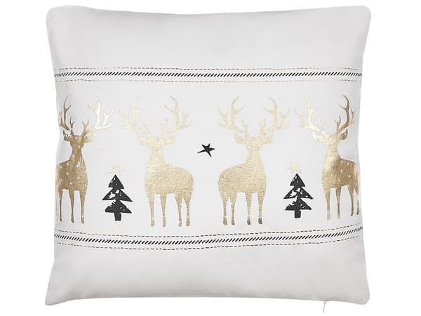 Sæt med 2 DONNER pyntepuder Bomuld 45 x 45 cm Hvid Julemønster Lumarko!