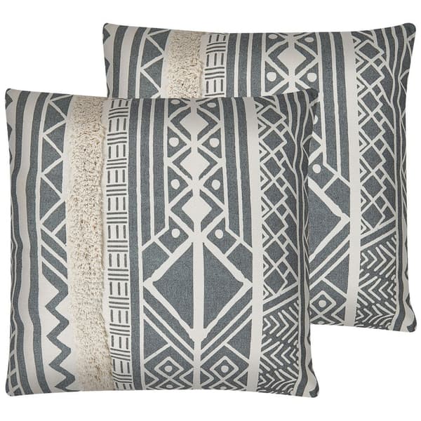 Set med 2 LAURUS prydnadskuddar 45 x 45 cm Grå Geometriskt mönster Lumarko!