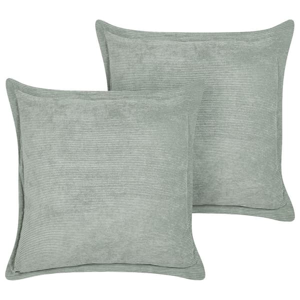 Set med 2 prydnadskuddar ZINNIA Corduroy 43 x 43 cm Ljusgrön Enfärgad Lumarko!