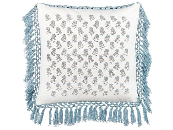 Set med 2 prydnadskuddar PALLIDA bomull 45 x 45 cm blå blommönster Lumarko!