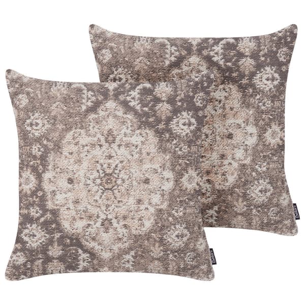 Set med 2 prydnadskuddar MIMISAL bomull 45 x 45 cm brun orientaliskt mönster Lumarko!