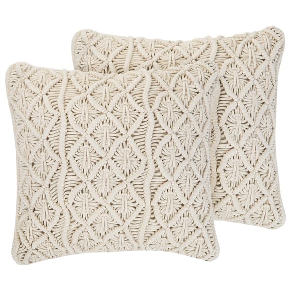 Sæt med 2 GOREME pyntepuder bomuld 45 x 45 cm lys beige geometrisk mønster Lumarko!