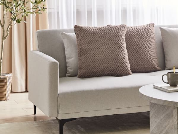 Set med 2 prydnadskuddar SURMI Fuskpäls 45 x 45 cm Ljusbrun Enfärgad Lumarko!