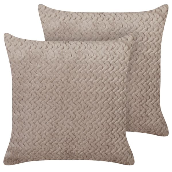 Set med 2 prydnadskuddar SURMI Fuskpäls 45 x 45 cm Ljusbrun Enfärgad Lumarko!