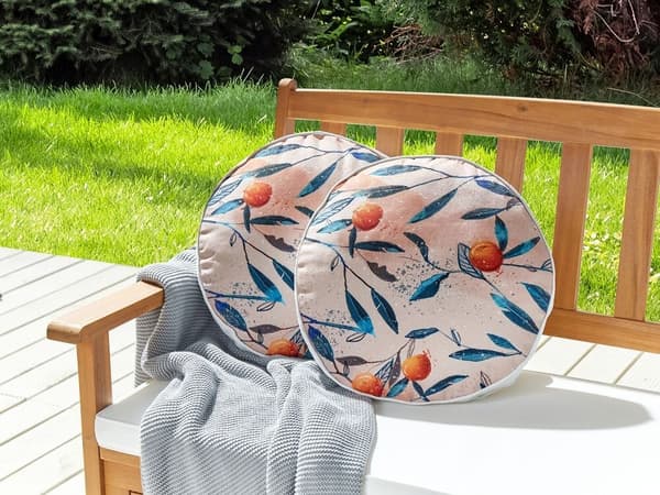 Set med 2 PIALPETTA trädgårdskuddar Växtmönster 40 x 40 cm Orange Lumarko!