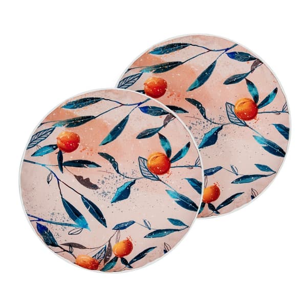 Set med 2 PIALPETTA trädgårdskuddar Växtmönster 40 x 40 cm Orange Lumarko!