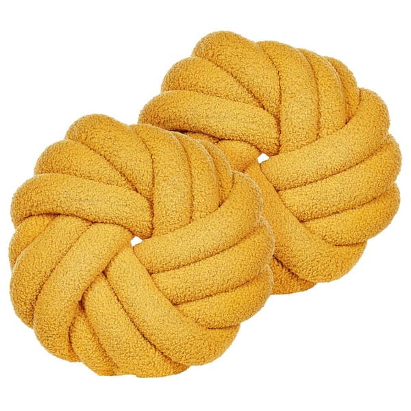 Sæt med 2 AKOLA Boucle pyntepuder 31 x 31 cm Sennep Ensfarvet Lumarko!