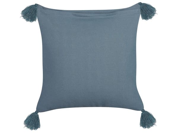 Prydnadskudde SETARIA Sammet 45 x 45 cm Mörkblå Växtmönster Lumarko!