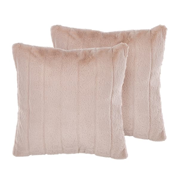 Set med 2 PUMILA prydnadskuddar Fuskpäls 45 x 45 cm Pastellrosa Enfärgad Lumarko!