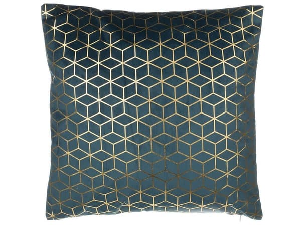 Sæt med 2 pyntepuder CELOSIA fløjl 45 x 45 cm azurblå geometrisk mønster Lumarko!