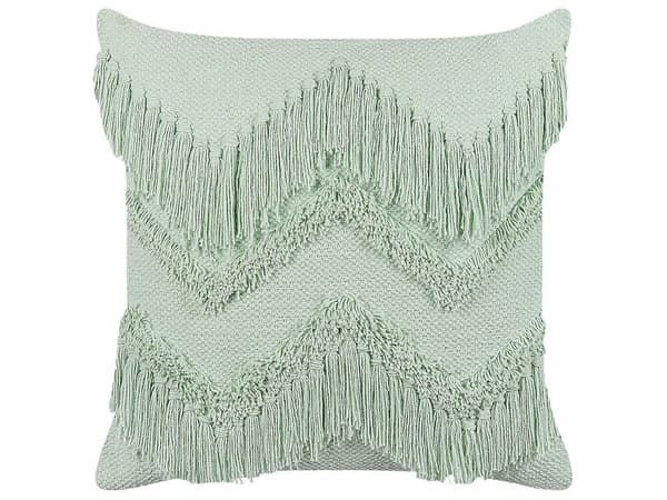 Set med 2 BACOPA prydnadskuddar i bomull 45 x 45 cm Grönt sicksackmönster Lumarko!