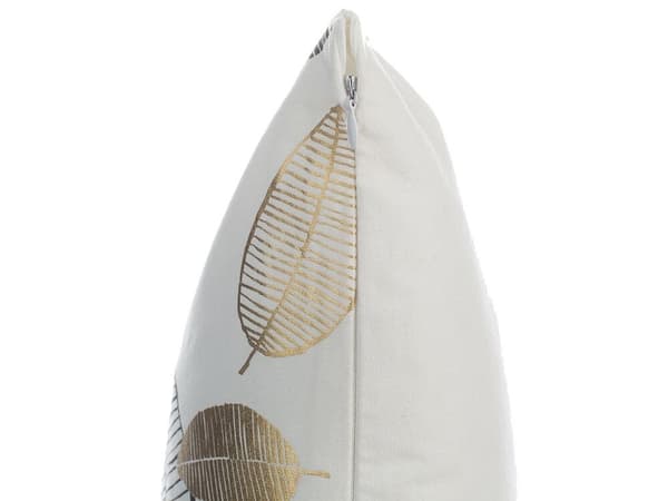 Set med 2 prydnadskuddar LOTUS Bomull 45 x 45 cm Vitt Guld Svart Växtmönster Lumarko!