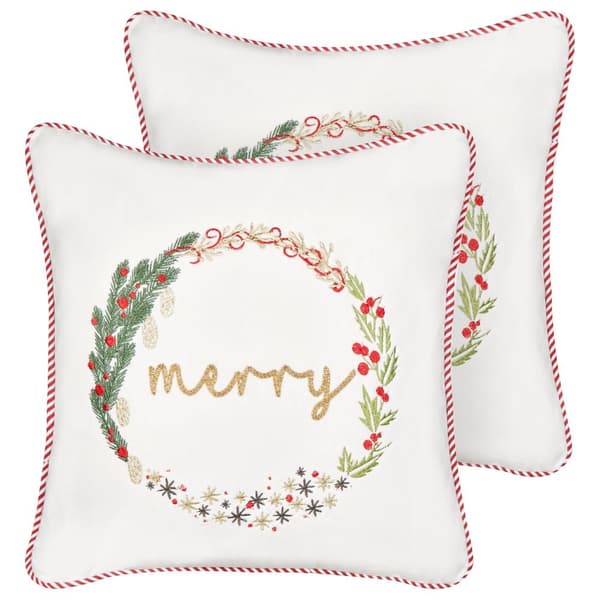 Set med 2 EUCHARIS sammetsprydnader 45 x 45 cm Vitt julmönster Lumarko!