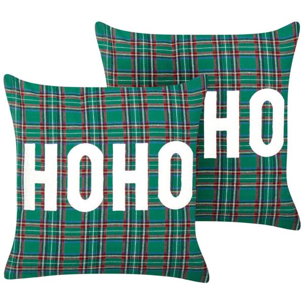 Set med 2 JOYCANDY prydnadskuddar 45 x 45 cm Grönt julmönster Lumarko!