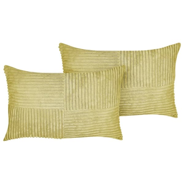 Set med 2 prydnadskuddar MILLET Corduroy 30 x 50 cm Olivgrön Geometriskt mönster Lumarko!
