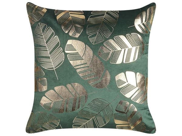 Set med 2 prydnadskuddar SOLROS Sammet 45 x 45 cm Mörkgrönt växtmönster Lumarko!
