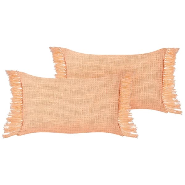 Set med 2 TANSY prydnadskuddar i bomull 40 x 60 cm Orange Enfärgade Lumarko!