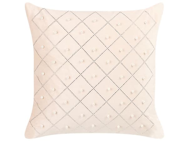 Sæt med 2 pyntepuder YARROW fløjl 45 x 45 cm beige geometrisk mønster Lumarko!