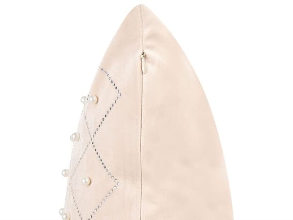 Sæt med 2 pyntepuder YARROW fløjl 45 x 45 cm beige geometrisk mønster Lumarko!