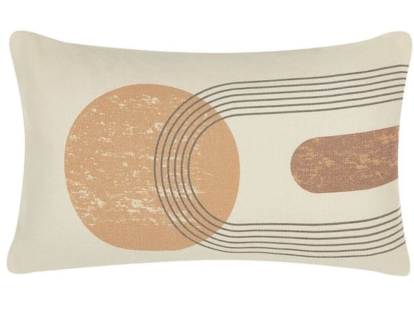 Sæt med 2 NASTURTIUM pyntepuder 30 x 50 cm Beige Geometrisk mønster Lumarko!