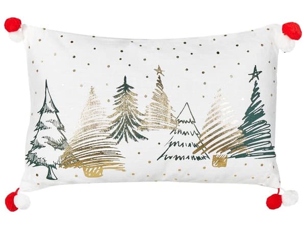 Set med 2 ANREDERA prydnadskuddar bomull 30 x 50 cm Vitt julmönster Lumarko!