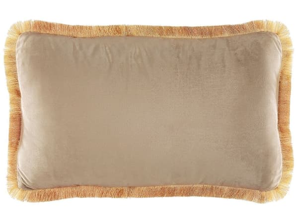 Sæt med 2 pyntepuder POTHOS fløjl 30 x 50 cm beige ensfarvet Lumarko!