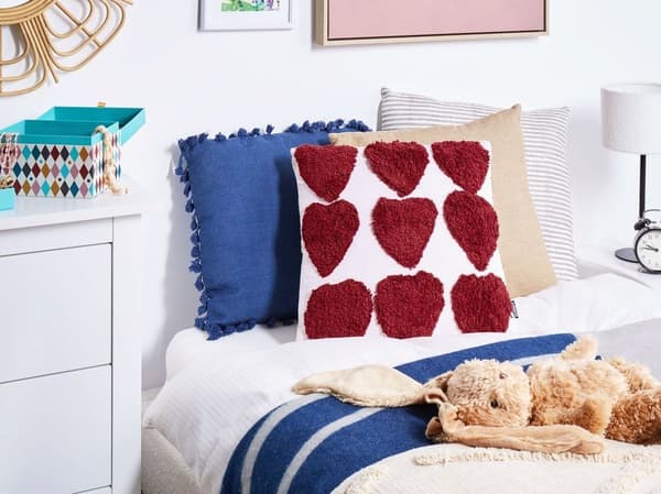 Sæt med 2 pyntepuder MINGORA Bomuld 45 x 45 cm Rød I hjerter Lumarko!
