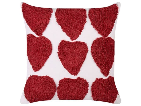 Sæt med 2 pyntepuder MINGORA Bomuld 45 x 45 cm Rød I hjerter Lumarko!
